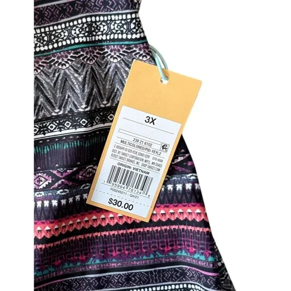 Kona Sol RacerBack Tankini Top Womens 3X Multicolor Beach Pool Plus Size NWT - Picture 3 of 7